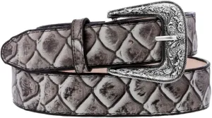 Texas Legacy Mens Natural Pirarucu Fish Print Leather Western Cowboy Belt Dress Buckle