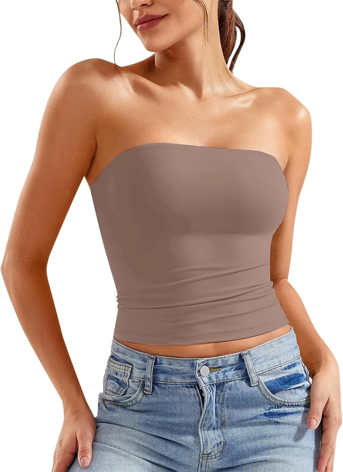 Tube Top for Women Strapless Sleeveless Crop Tops Going Out Party Y2K Bandeau Shirts 2025 Summer Clothes