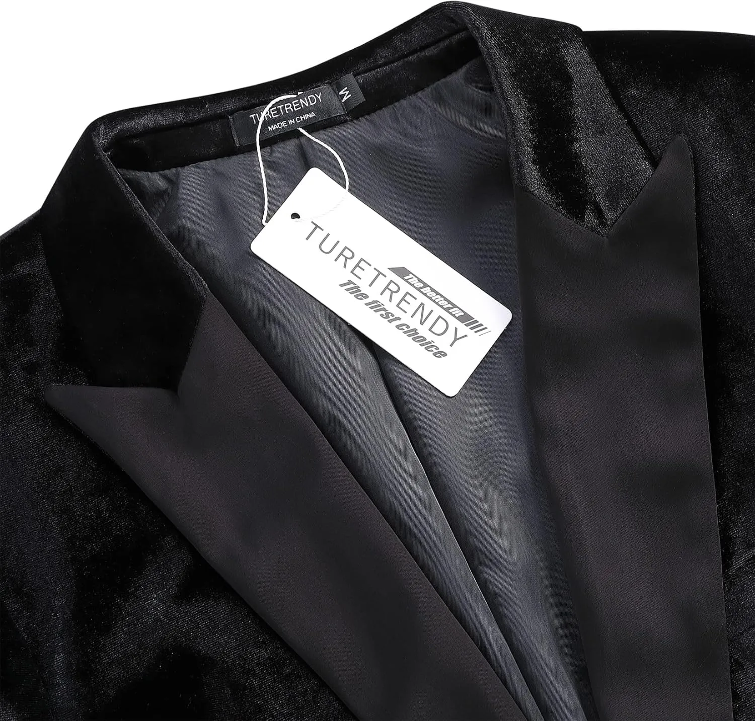 TURETRENDY Men's Velvet Blazer One Button Solid Wedding Tuxedo Slim Fit Luxury Velour Suit Jacket for Dinner,Prom,Party