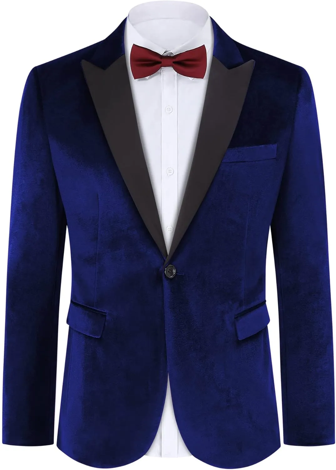 TURETRENDY Men's Velvet Blazer One Button Solid Wedding Tuxedo Slim Fit Luxury Velour Suit Jacket for Dinner,Prom,Party