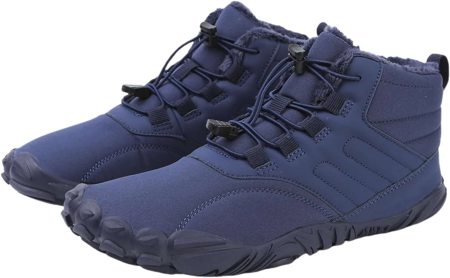 uSecee Men's Women's Winter Barefoot Hiking Boots Winter Warm Wide Toe Box Shoes Minimalist Waterproof Hiking Shoes Zero Drop Non Slip Sneakers Fur Lined Snow Boots Walking Outdoor Unisex