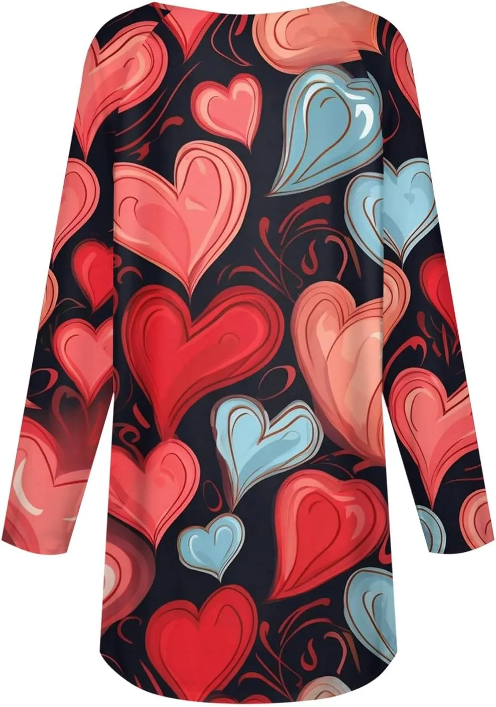 Valentines Day Tshirts Women Long Sleeve Crewneck Loose Fit Heart Tops Soft Comfy Holiday Graphic Tees