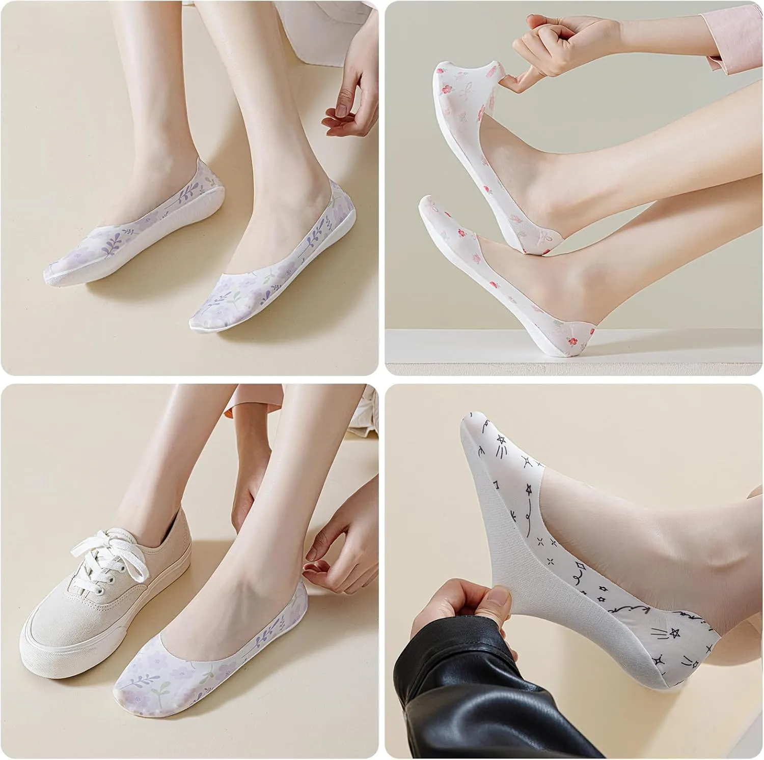 Women No Show Socks Ultra Low Cut Liner Ice Feeling socks Nonslip Liner Invisible Hidden Thin boat Socks