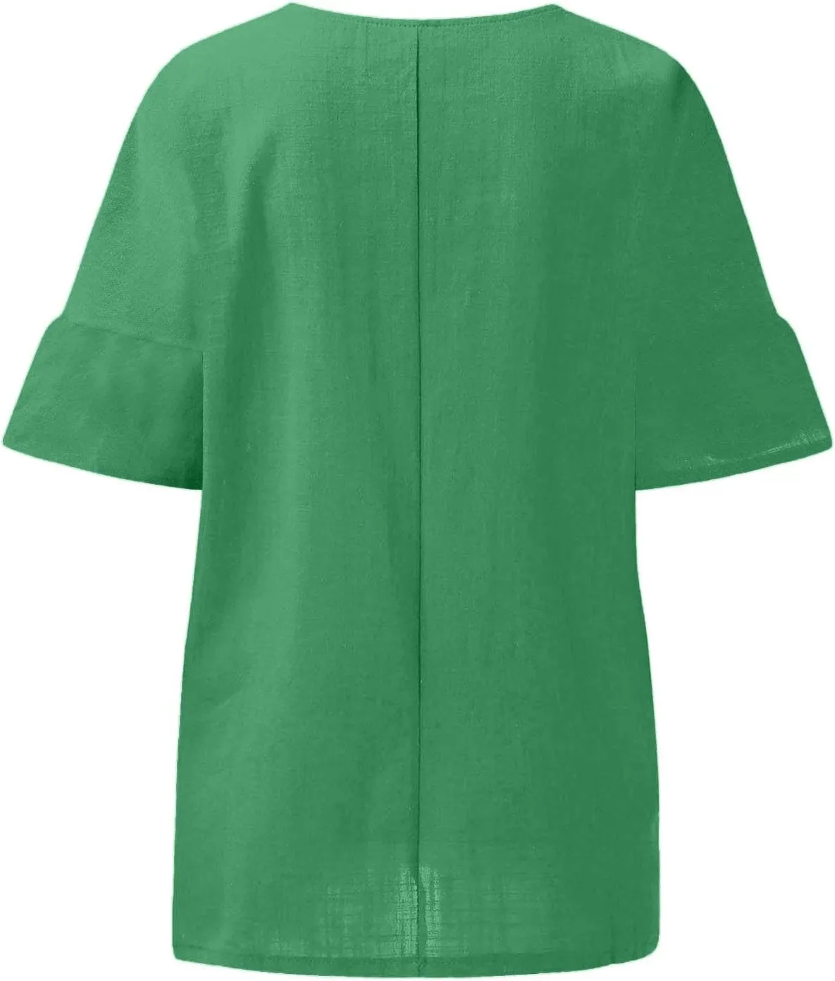 Women Short Sleeve Linen Shirt Casual V Neck Oversized T Shirt Plain Solid Loose Fit Summer Tee Top