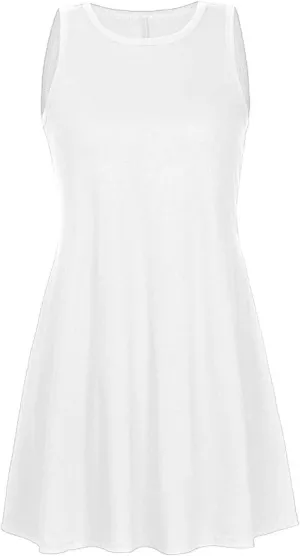 Women Summer Casual T Shirt Dresses Beach Cover Up Plain Pleated Tank Dress Womens Shirt Dress with