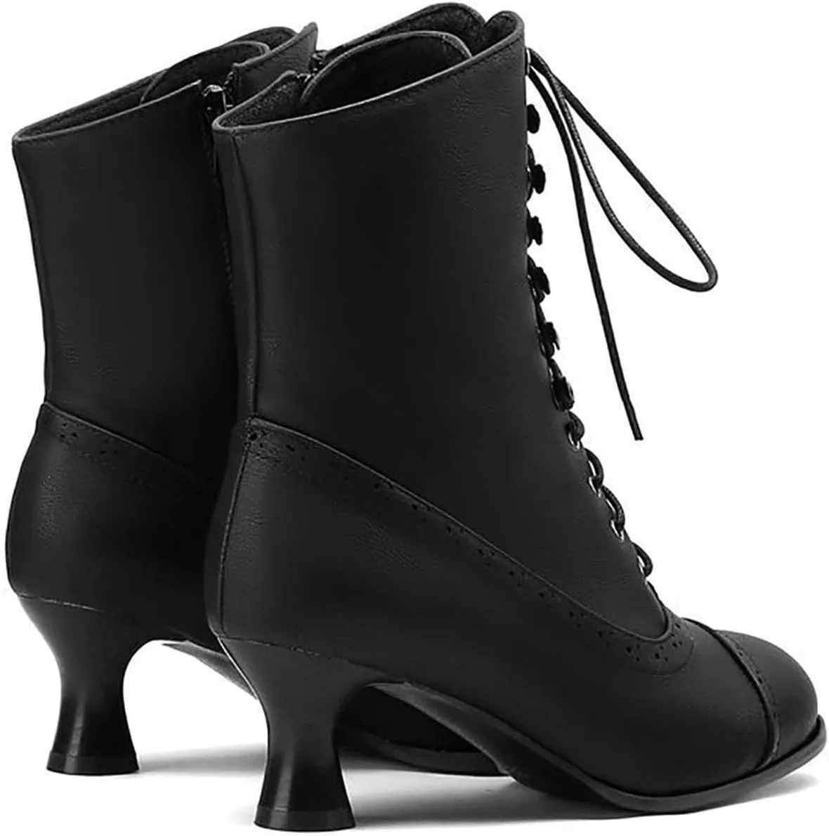 Women's Ankle Boots Vintage Kitten Heel Victorian Boots Fashion Lace Up Dance Boots Western 70s Medieval Cowboy Boots
