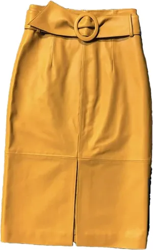Womens Bow Belt Leather Skirt Midi Wrap Sheepskin High Waist Slit Multicolor