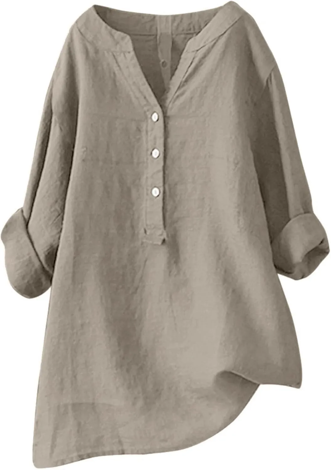 Women's Button Cotton Linen Short Sleeve Tops Summer Cute Casual Oversized Blouse Top V Neck Loose Fit Tshirts