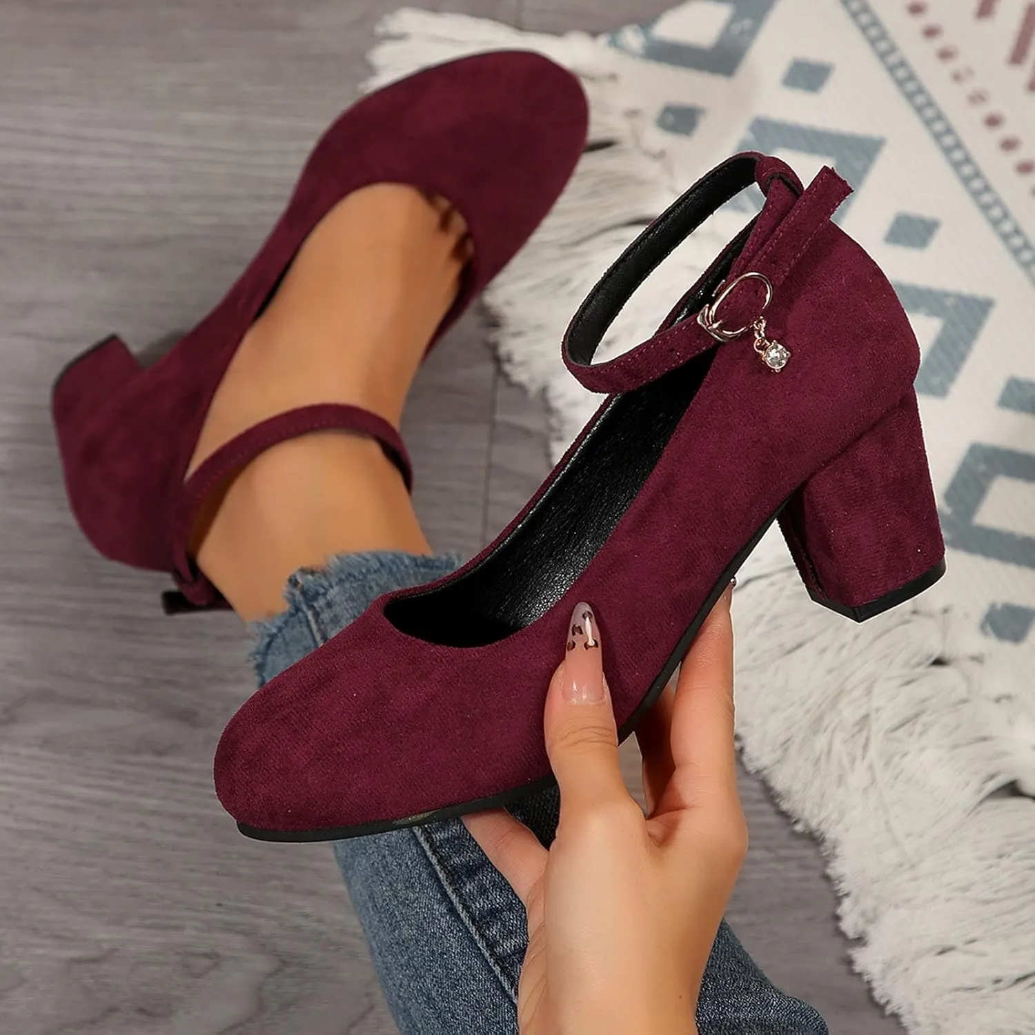 Women's Casual Shoes with Chunky Heel Perfect for Daily Slip On for Comfortable Fit Shoes Elegant Casual Walking
