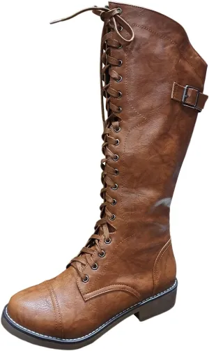 Womens Knee High Chunky Heel Boots Faux Suede Pointed Toe Side Zipper Boots Knee High Side Zipper Western Pull On Rain Boots
