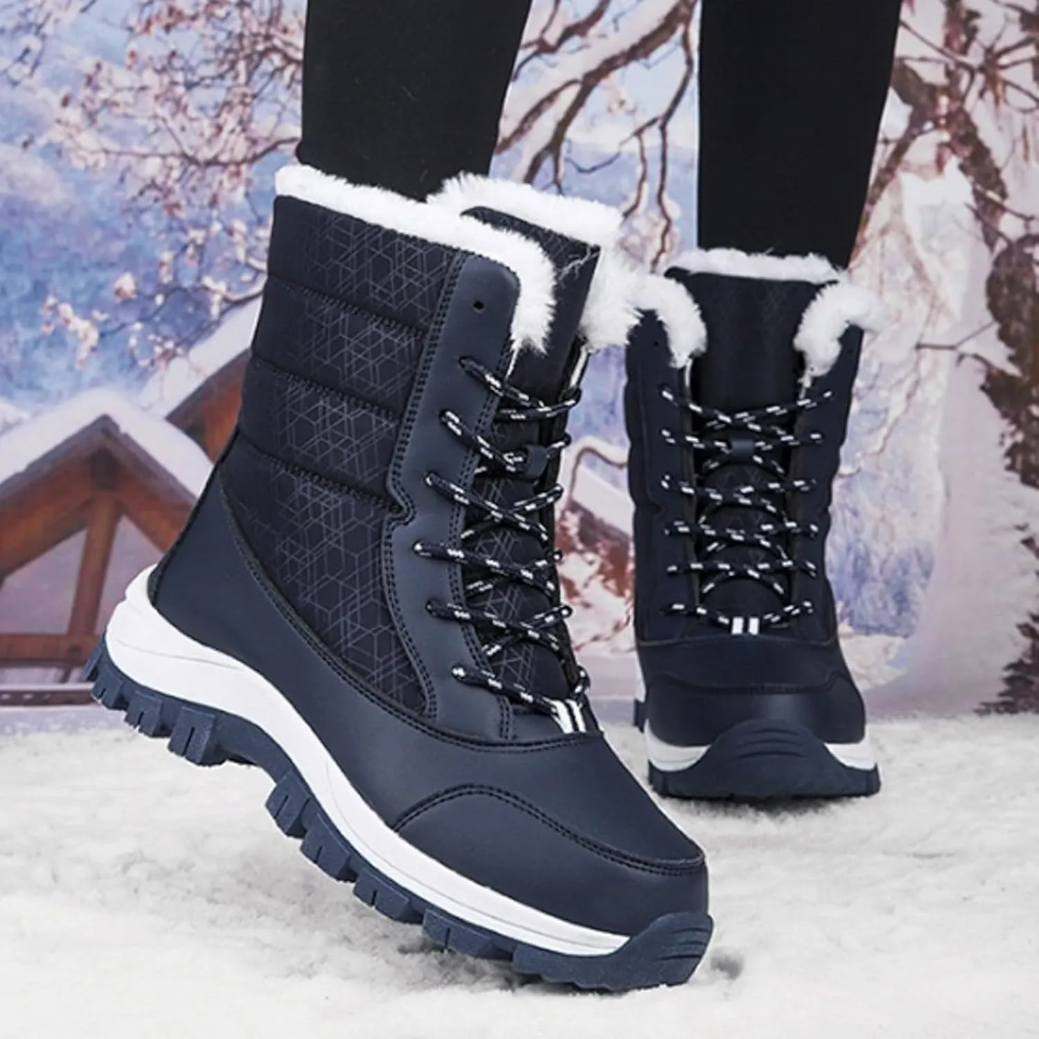 Women's Large Size Mid Calf Comfortable and Warm Ski Boots Womens Fashion Boots Mid Calf Knee High Winter Sock
