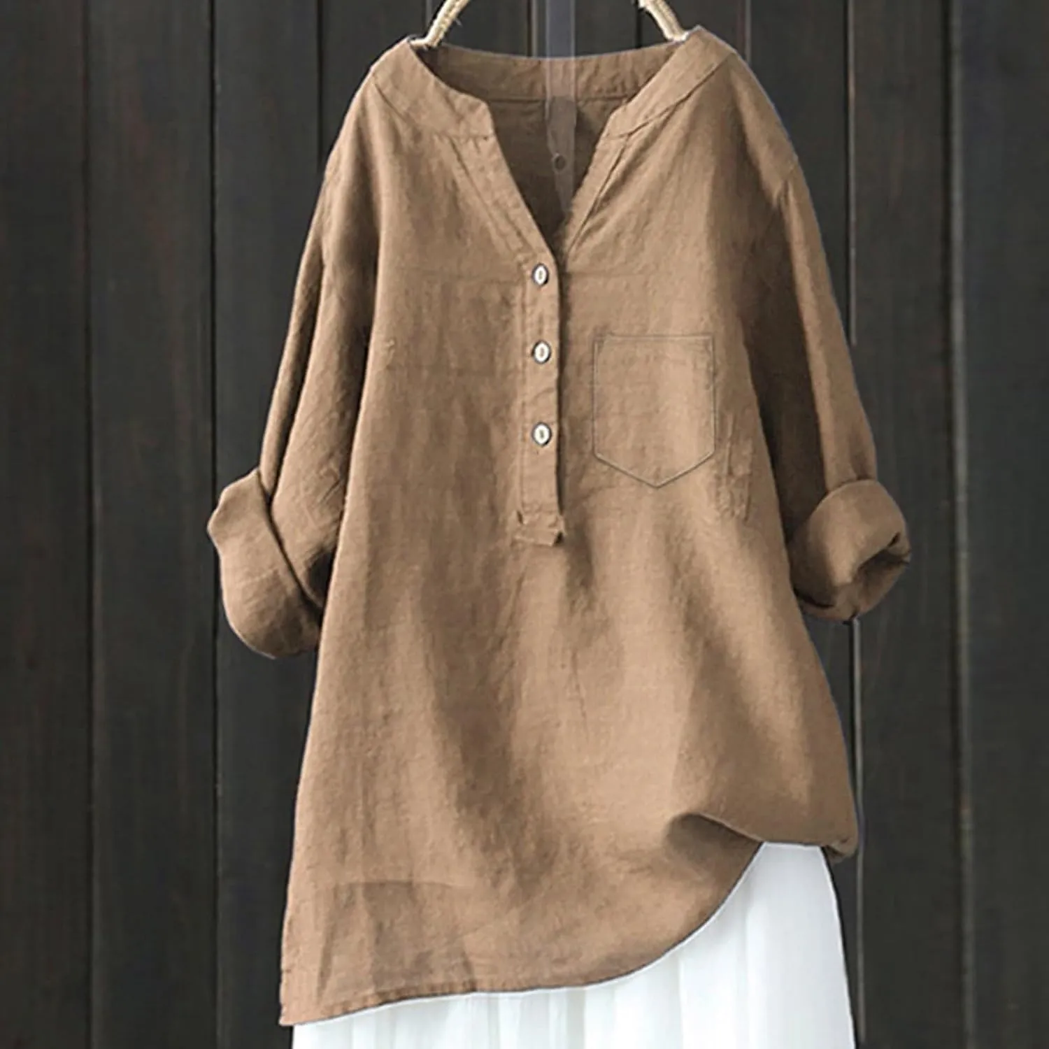 Women's Linen Shirts Summer Linen Embroidery Floral Short Sleeve T Shirts Casual Loose Henley V Neck Blouses
