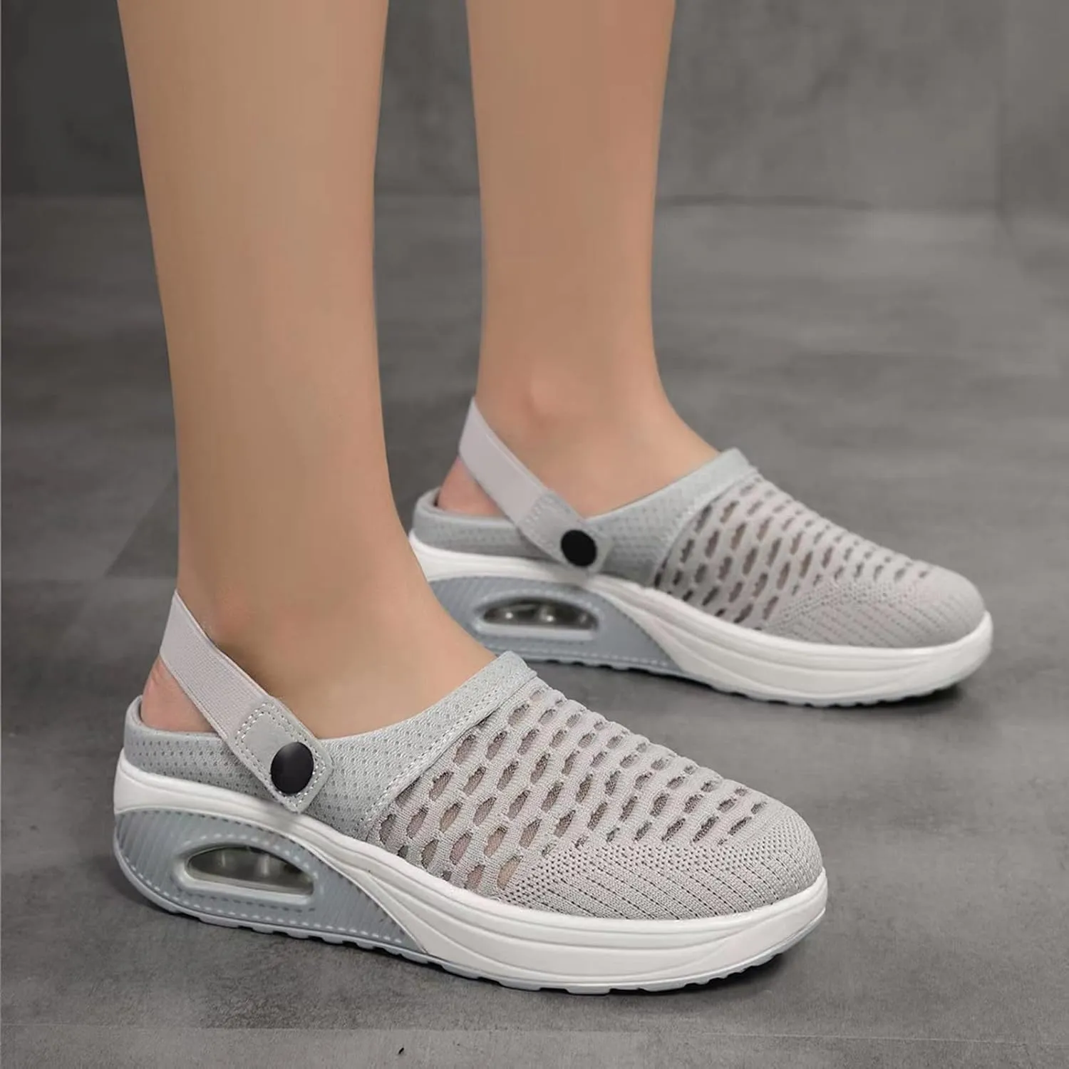 Women's Orthopedic Clogs with Air Cushion Support to Reduce Back and Knee Pressure Mesh Shoes Slip-On Slippers