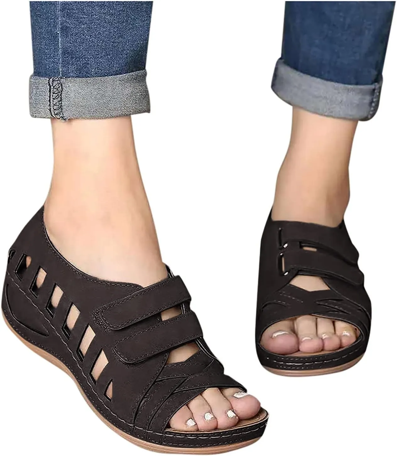 Womens Orthopedic Sandals with Toe Loop Flip Flops Beach Wedge Wedge Sandal Comfortable Arch Support Orthopedic Wedge Shoes for Woman Summer Dressy Women Dressy Orthopedic Shoe