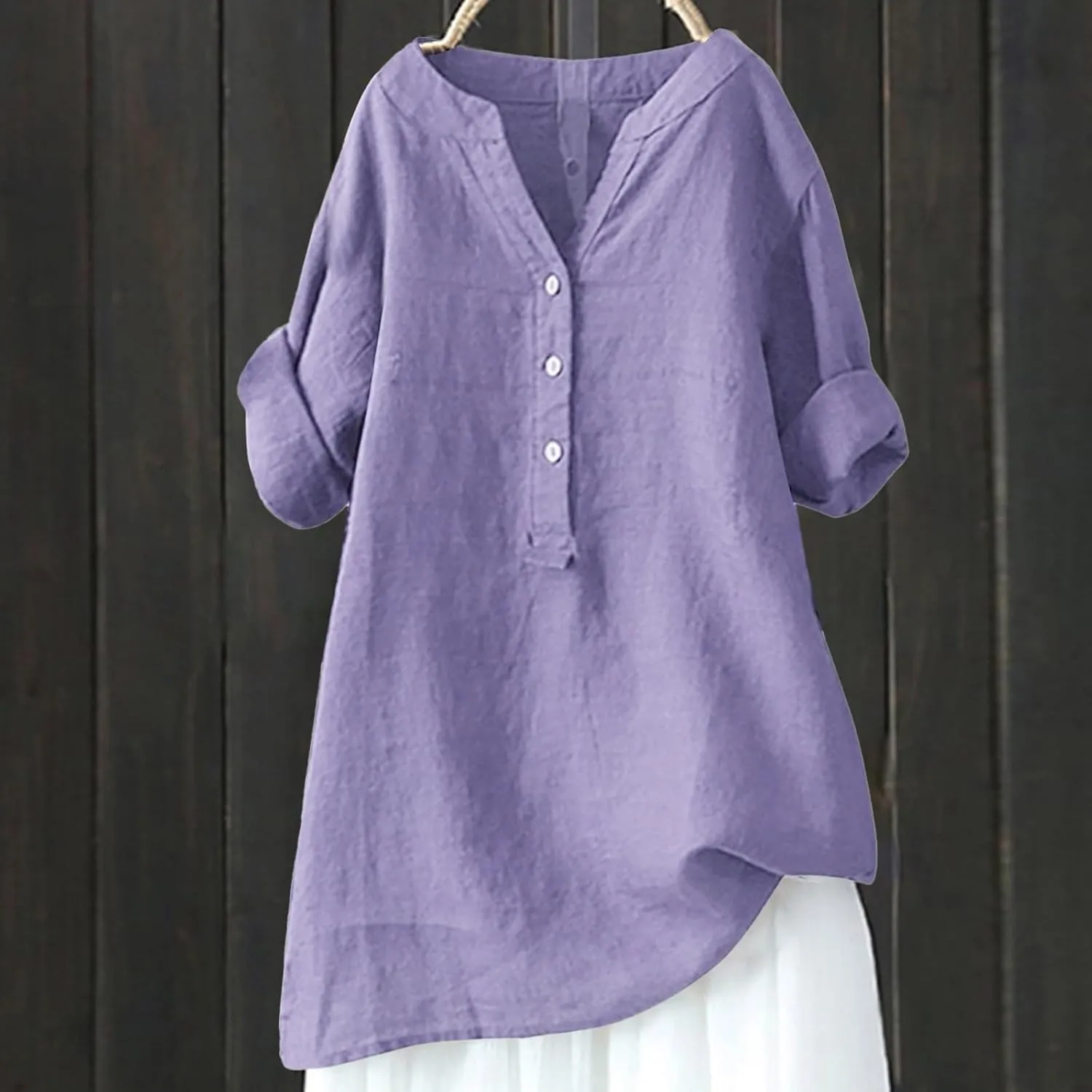 Women's Short Sleeve Cotton Linen Shirts Casual Crewneck Oversized T Shirts Solid Loose Summer Tee Top