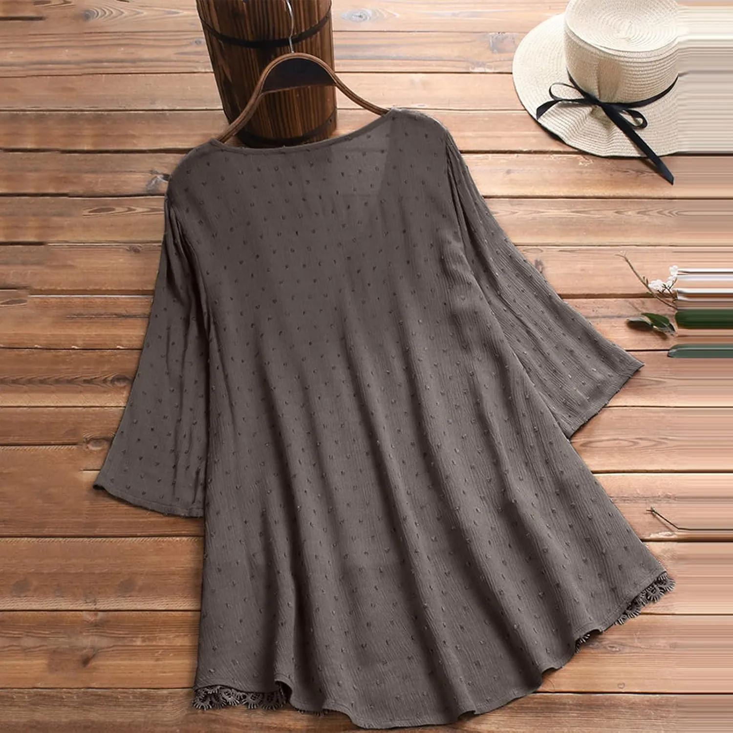 Women's Short Sleeve Linen Shirt Casual Round Neck Oversized T Shirts Plain Loose Fit Summer Tee Shirt