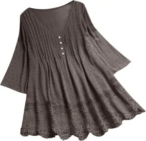 Women's Short Sleeve Linen Shirt Casual Round Neck Oversized T Shirts Plain Loose Fit Summer Tee Shirt