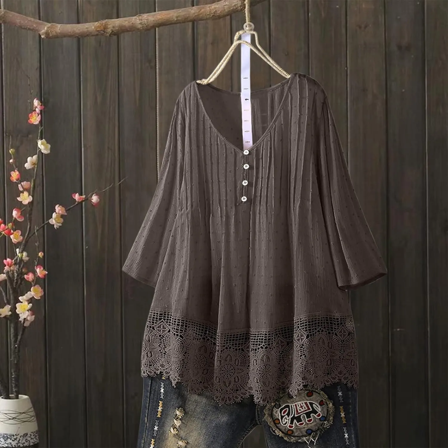 Women's Short Sleeve Linen Shirt Casual Round Neck Oversized T Shirts Plain Loose Fit Summer Tee Shirt