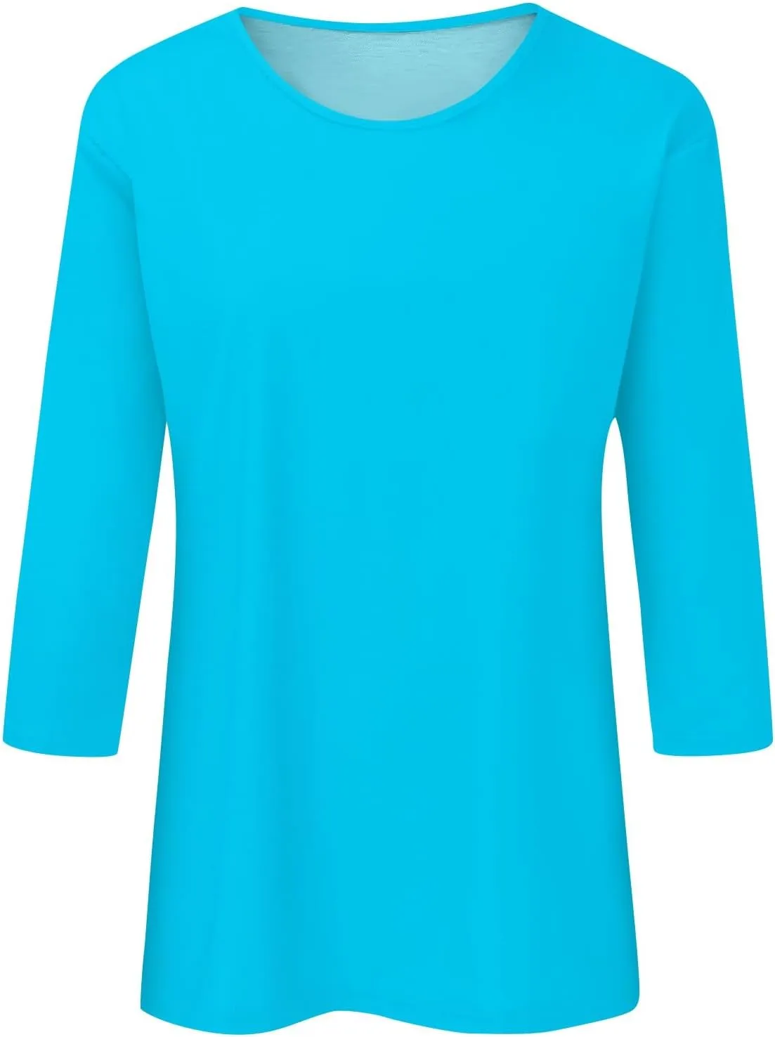 Womens Summer Tops 2023, Women Casual 3/4 Sleeve Plus Size Solid T-Shirts Crewneck/V-Neck Trendy Hawaiian Tops