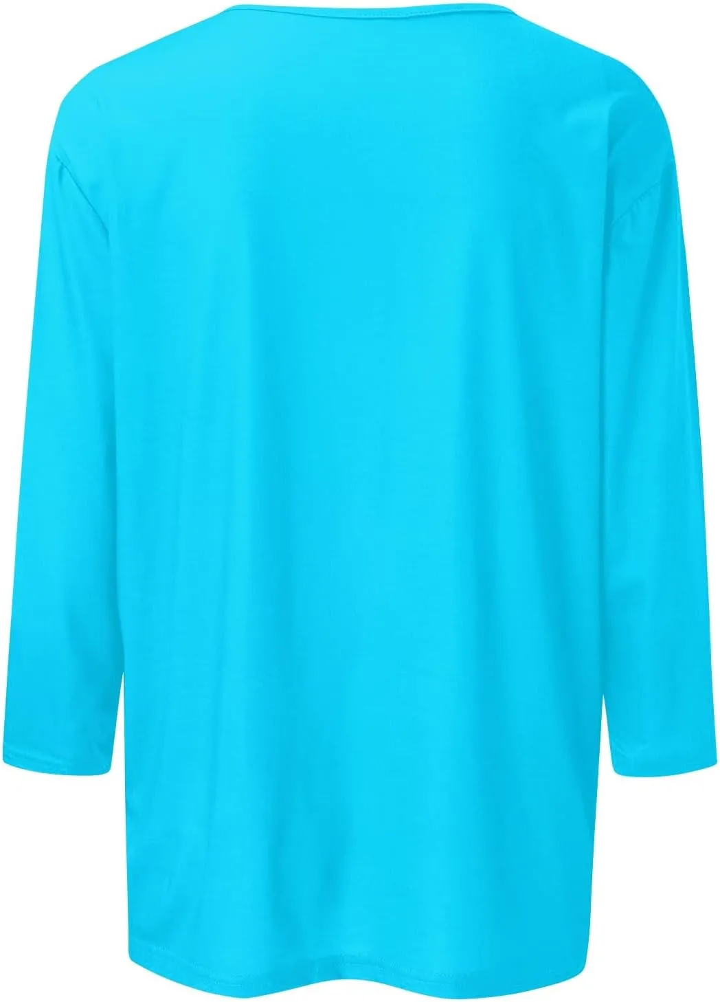Womens Summer Tops 2023, Women Casual 3/4 Sleeve Plus Size Solid T-Shirts Crewneck/V-Neck Trendy Hawaiian Tops
