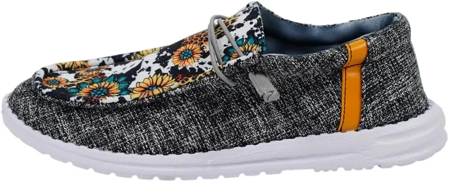 Women's Sunflower Lace-Up Loafers with Orthopedic Support Comfortable Ultralight Canvas Boat Shoes