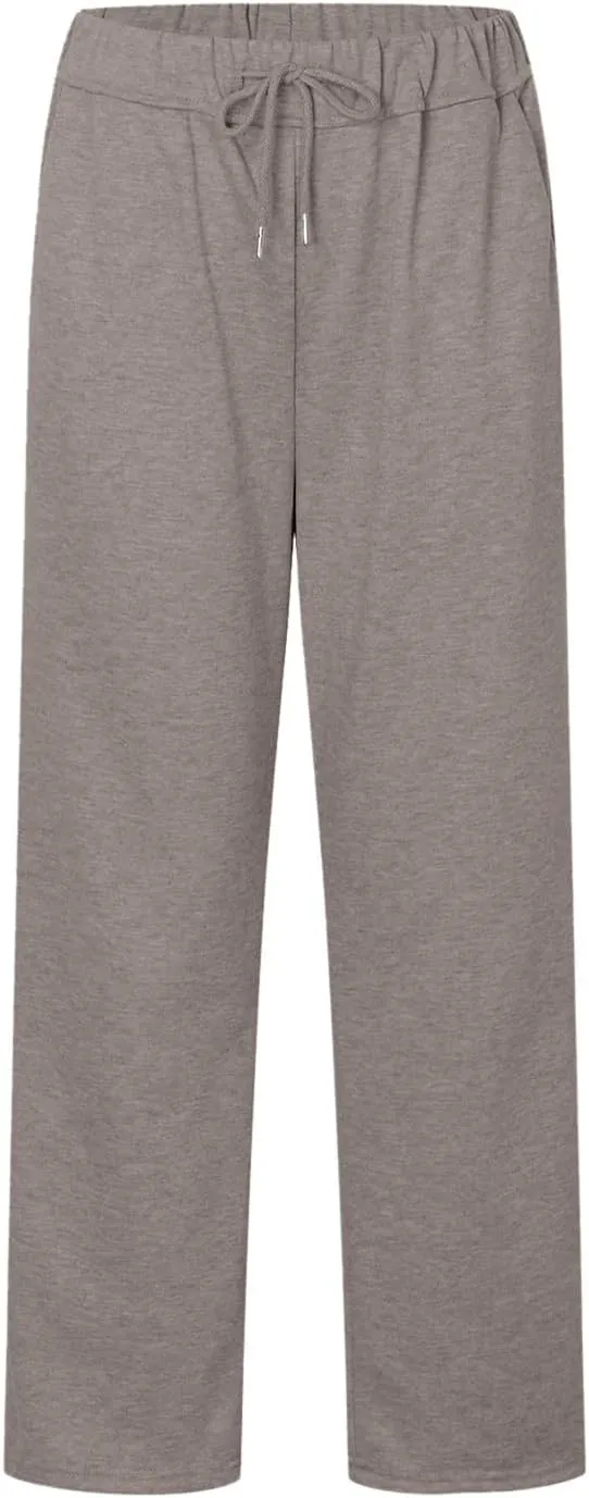 Womens Sweatpants High Waist Baggy Lounge Pants Fleece Lined Wide Leg Drawstring Athletic Joggers with Pockets