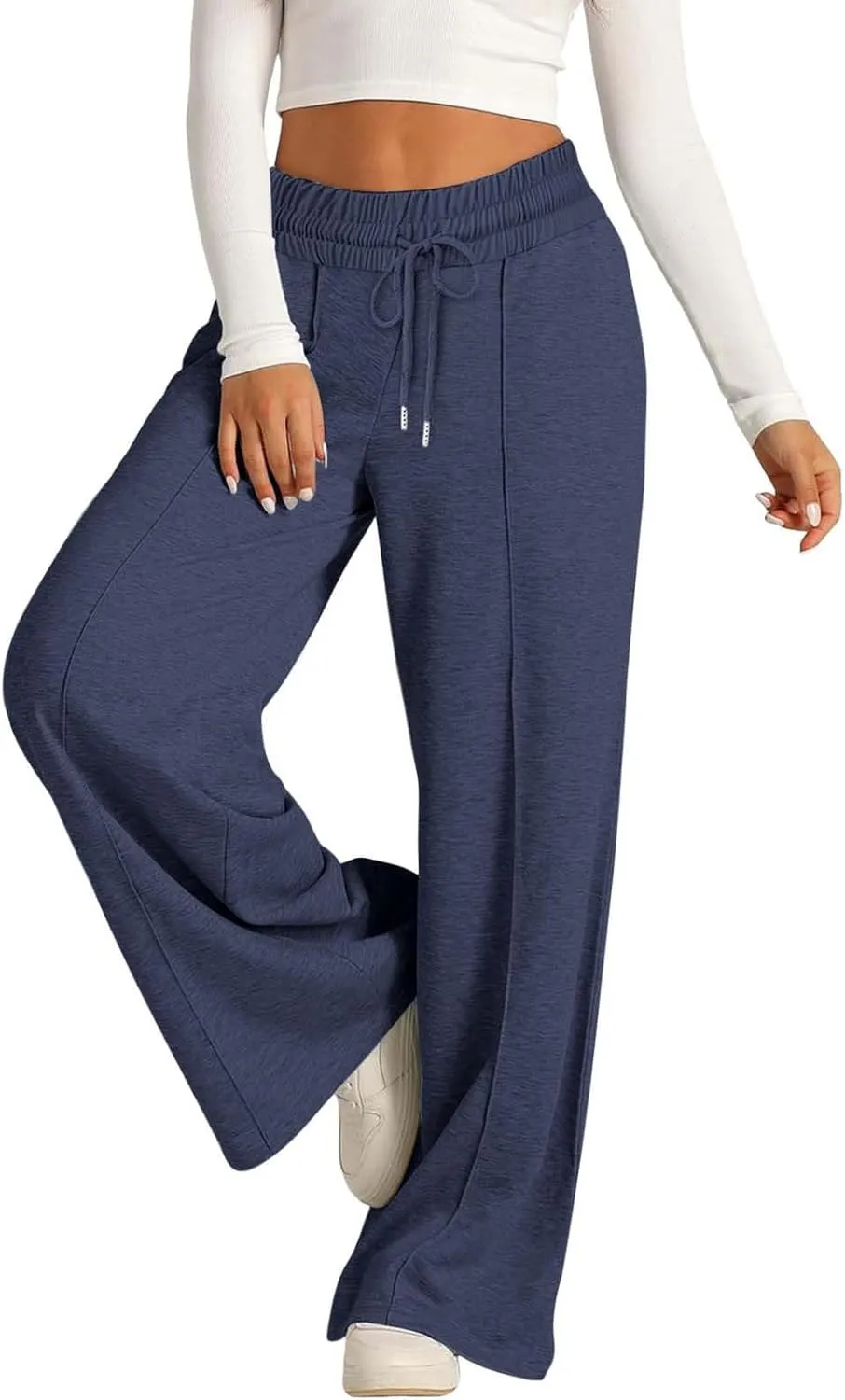 Women's Wide Leg Sweatpant High Waisted Baggy Casual Elastic Drawstring Workout Lounge Pants with Pockets