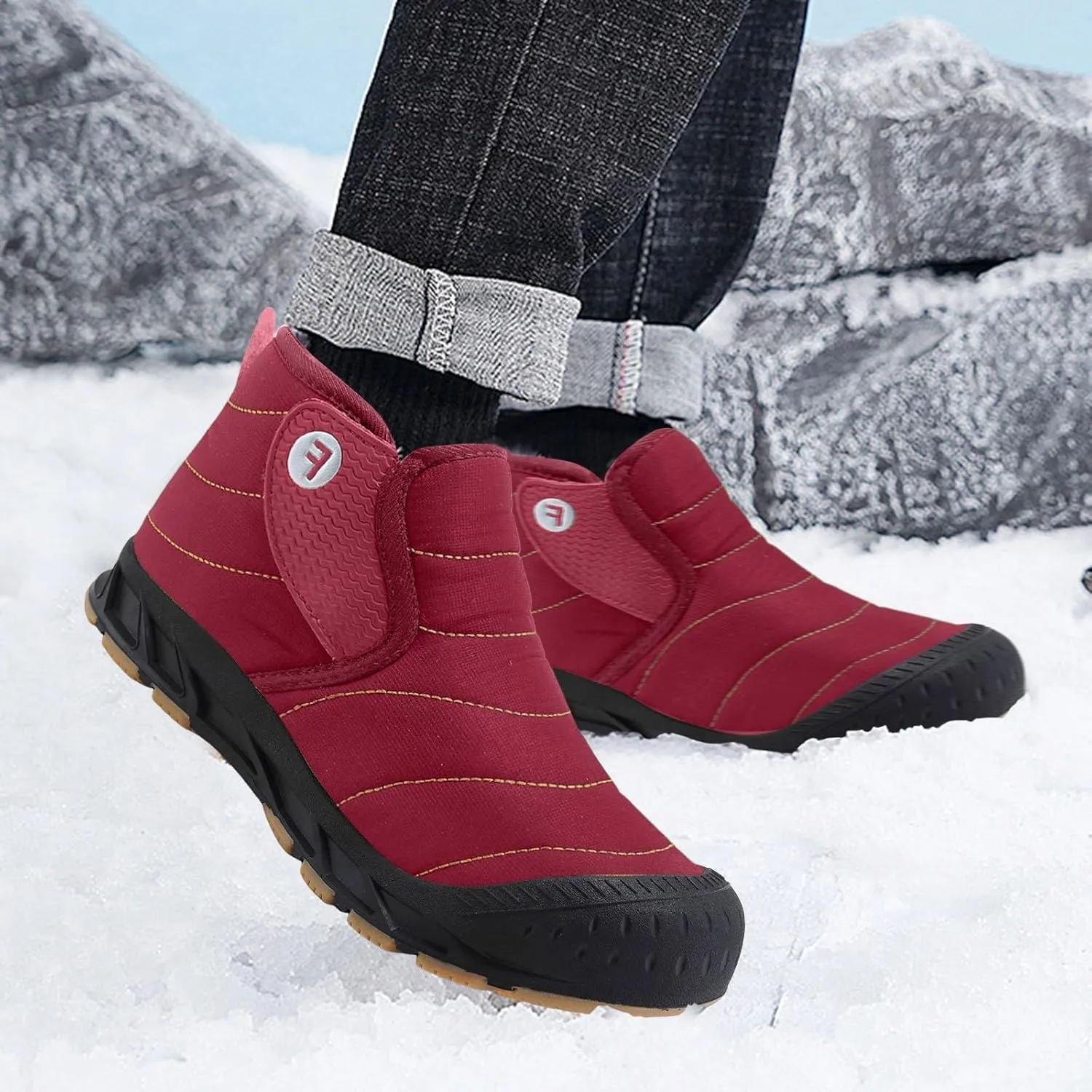 Yanzhenglip Winter Wide Toe Barefoot Hiking Shoes Boots, Non-Slip Waterproof Outdoor Running Boots Snow Boots