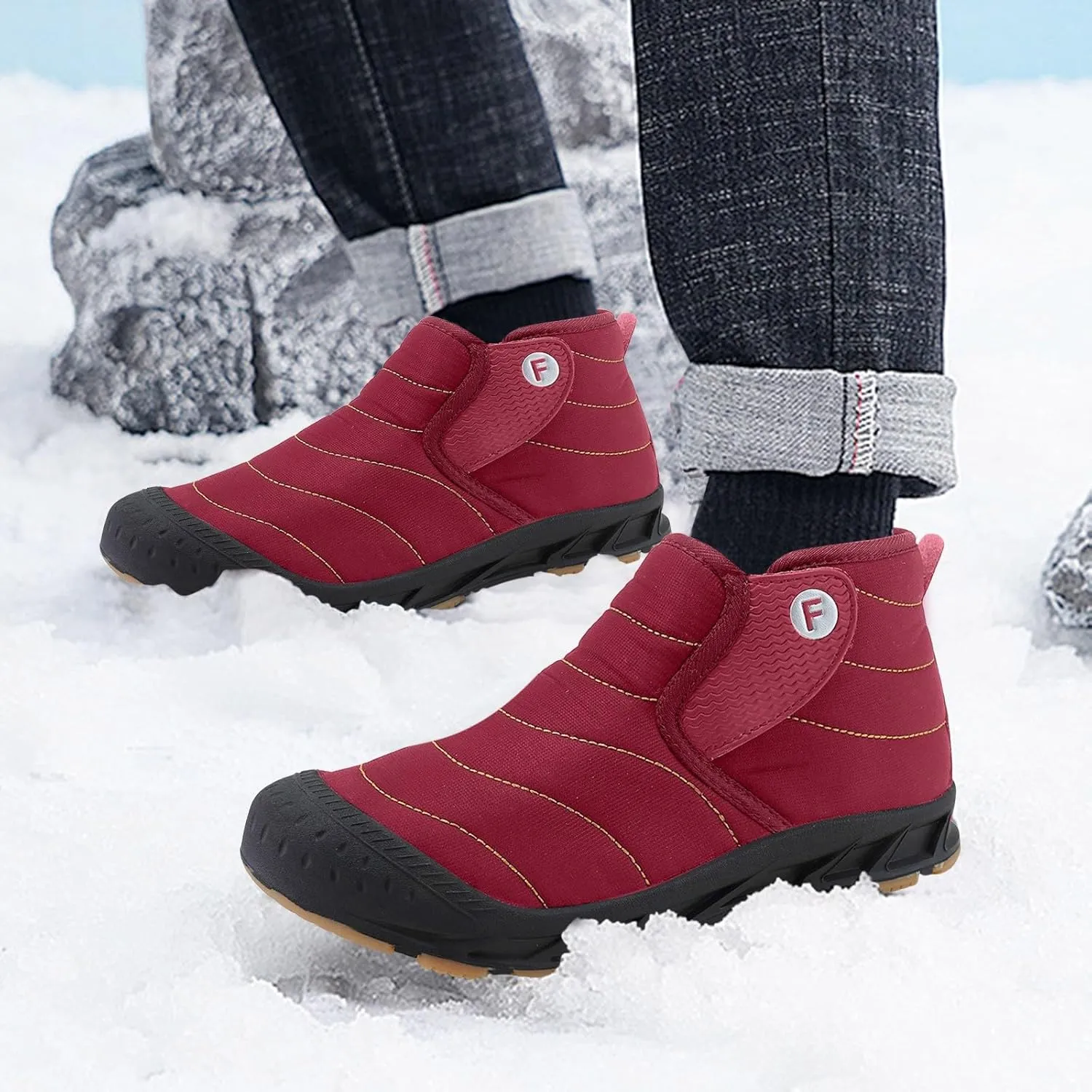 Yanzhenglip Winter Wide Toe Barefoot Hiking Shoes Boots, Non-Slip Waterproof Outdoor Running Boots Snow Boots